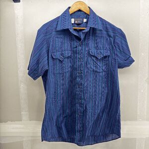 Panhandle Slim Mens Shirt 16.5-34 Pearl Snap Long Sleeve Striped Purple L Button